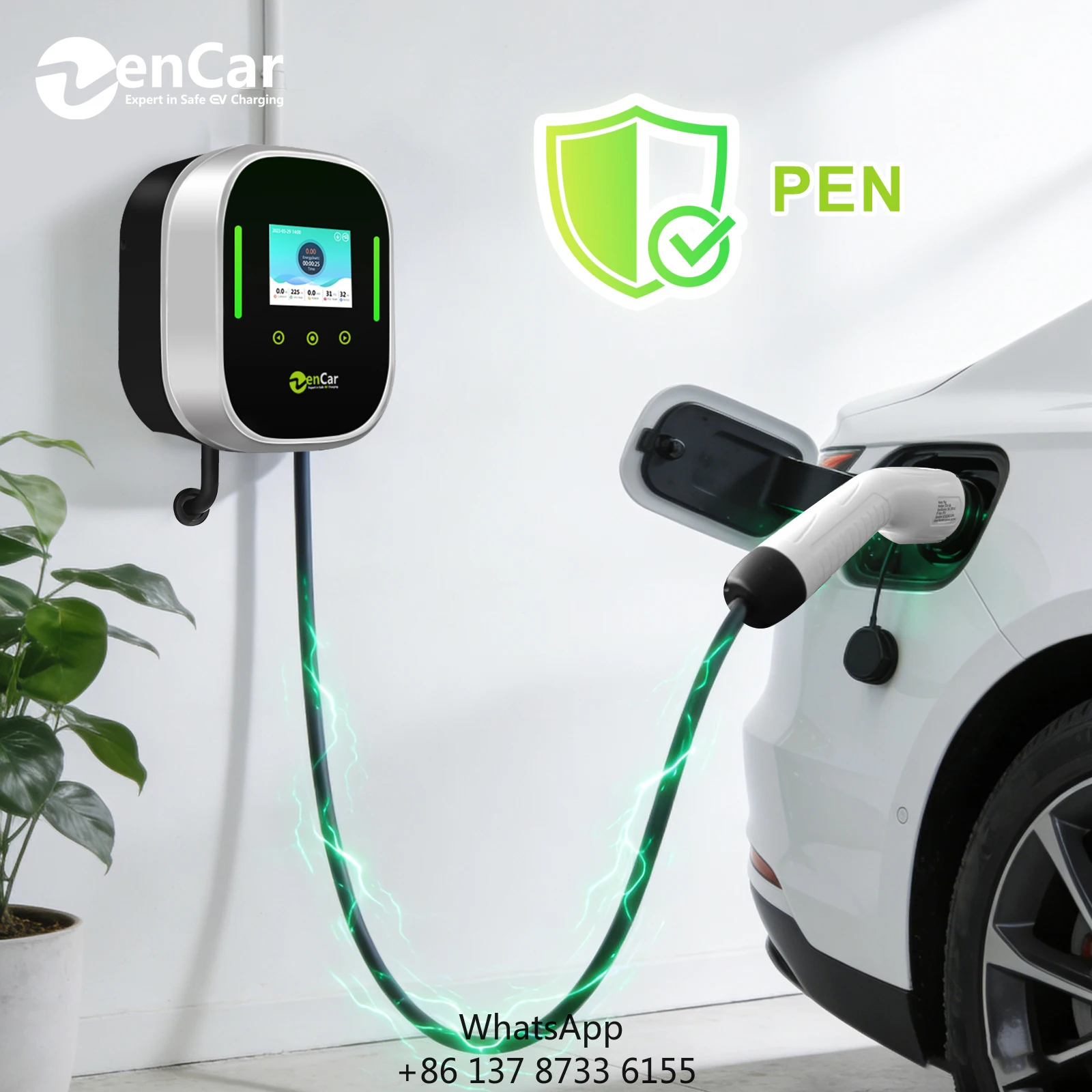 

Интеллектуальная зарядная станция для электромобилей (AC Wallbox) 16А/32А, 220В/380В, с разъемом PEN, 22кВт/11кВт/7кВт, одобренная TUV UKCA