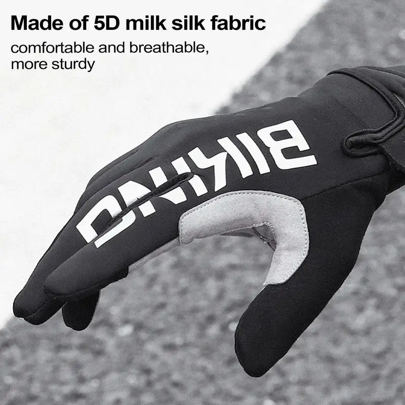 Cold Weather Biking Gloves Touchscreen Snow Gloves Non-Slip Full Finger Mittens Reflective Gloves For Men Women Hiking Cycling