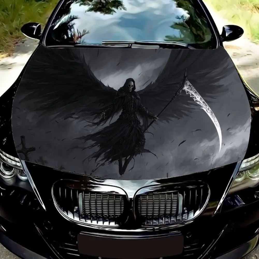 

Skull And Black Wings car hood stickers, waterproof self-adhesive, scratch resistant, easy to stick, durable car PVC stickers, c