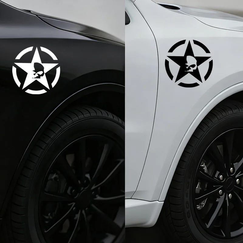 1Pc Skull Star Pattern Vinyl Sticker, Waterproof Self-Adhesive Decal for Car, Motorcycle, Bike, Helmet & Laptop