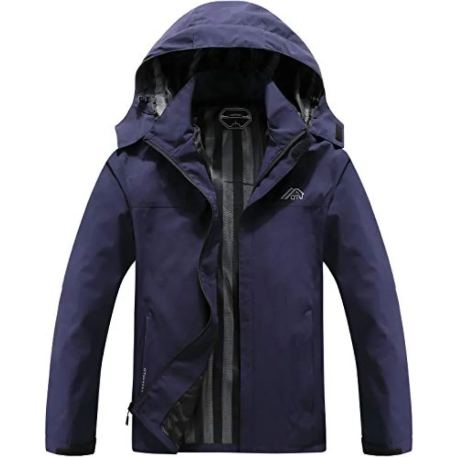 

OTU Men's Lightweight Waterproof Hooded Rain Jacket Outdoor Raincoat Shell Jacket for Hiking Travel