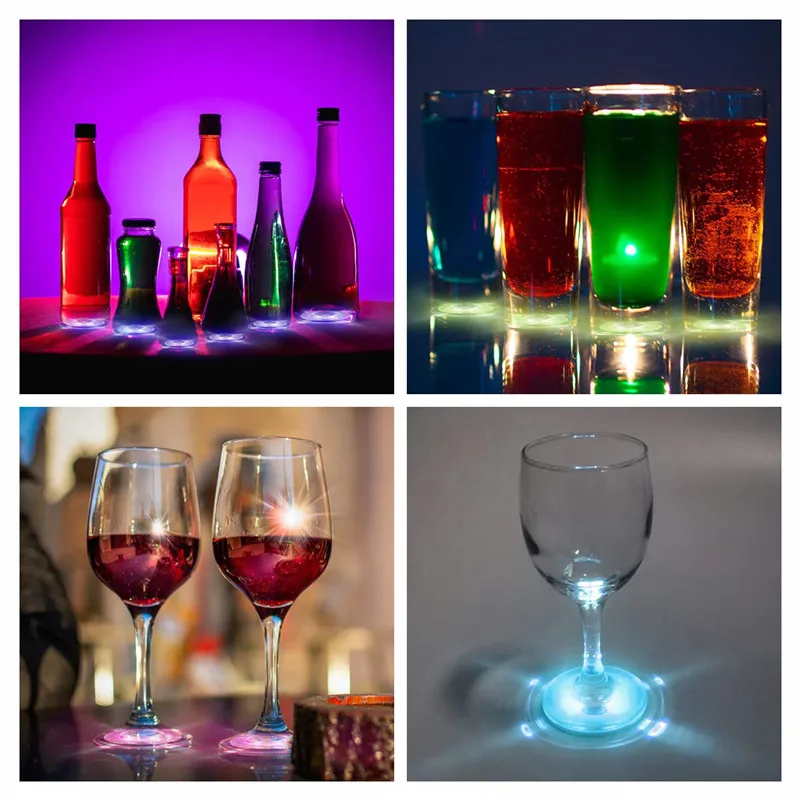 1-200PCS LED Coaster Light Up Coasters Stickers Liquor Bottle Drink Luminous Cup Mat Club Bar Party Car Wedding Vase