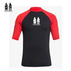 Мужская плавательная рубашка с коротким рукавом UPF 50 Rashguard из лайкры, УФ-защита, Солнцезащитная футболка для серфинга, быстросохнущая спортивная одежда, пляжный купальник для дайвинга