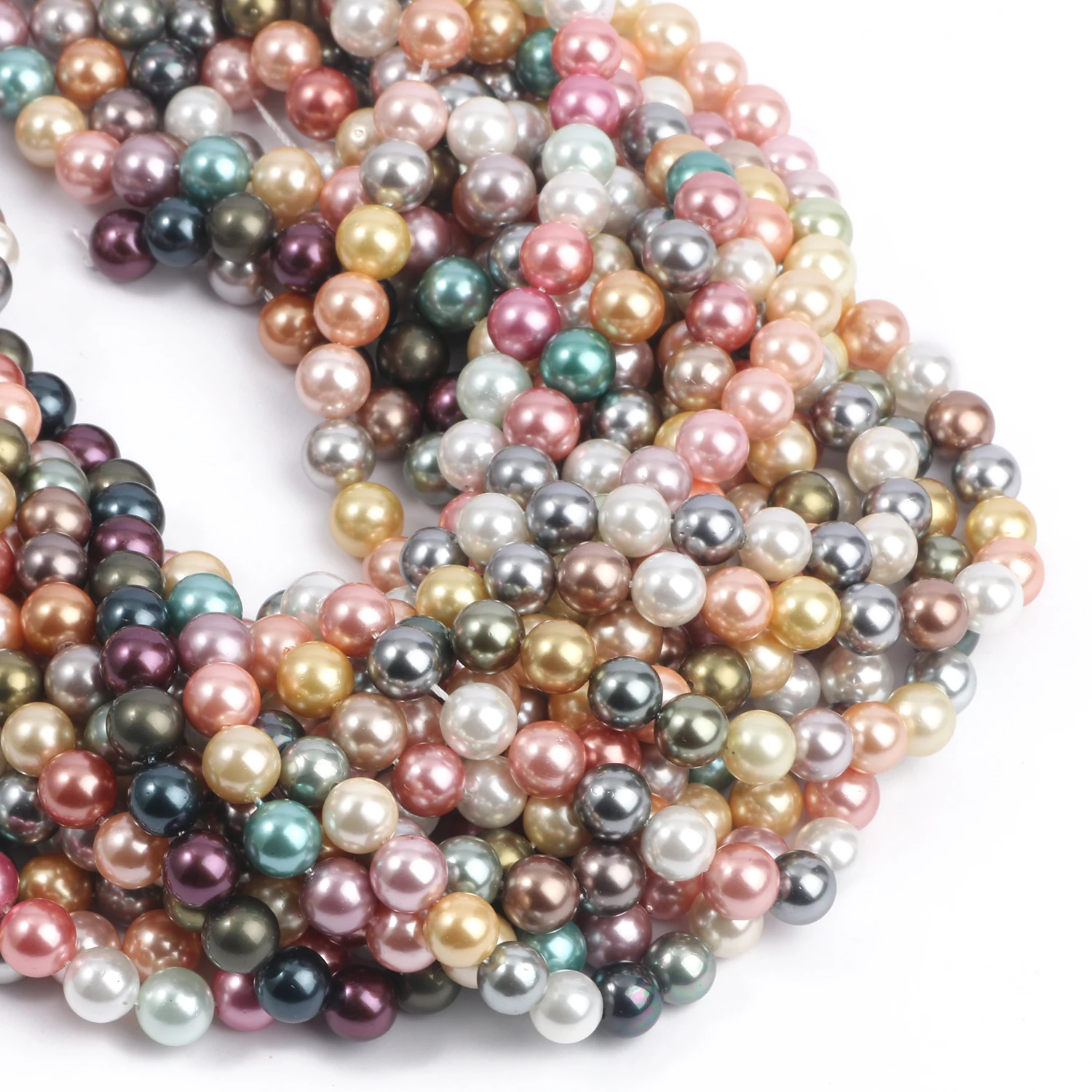 Natural Multicolor Shell Pearl Beads 6/8/10/12mm Round Loose Spacer Beads for Jewelry Making Handmade Diy Bracelet Necklace 15\'\'