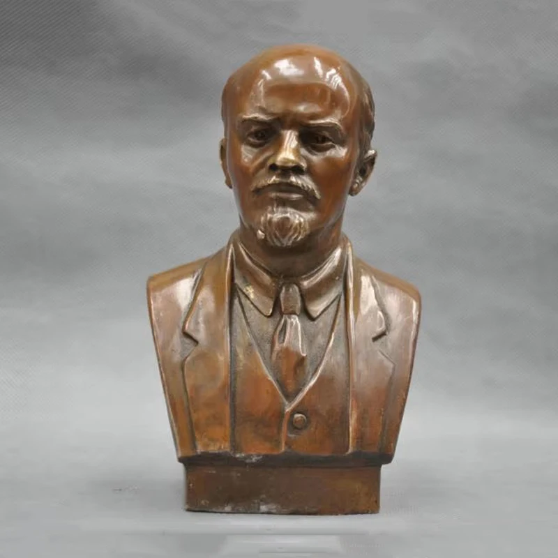 7'' Elaborate Soviet Leader Vladimir Ilyich Ulyanov Lenin Bust Copper Statue