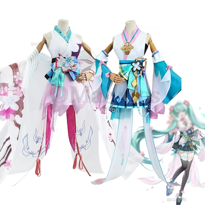 Virture Singer Co Onmyoji Mikuo Kimono Cosplay Costume Wig Anime Women Halloween Japanese Uniform Fancy Dress Women Girls Outfit