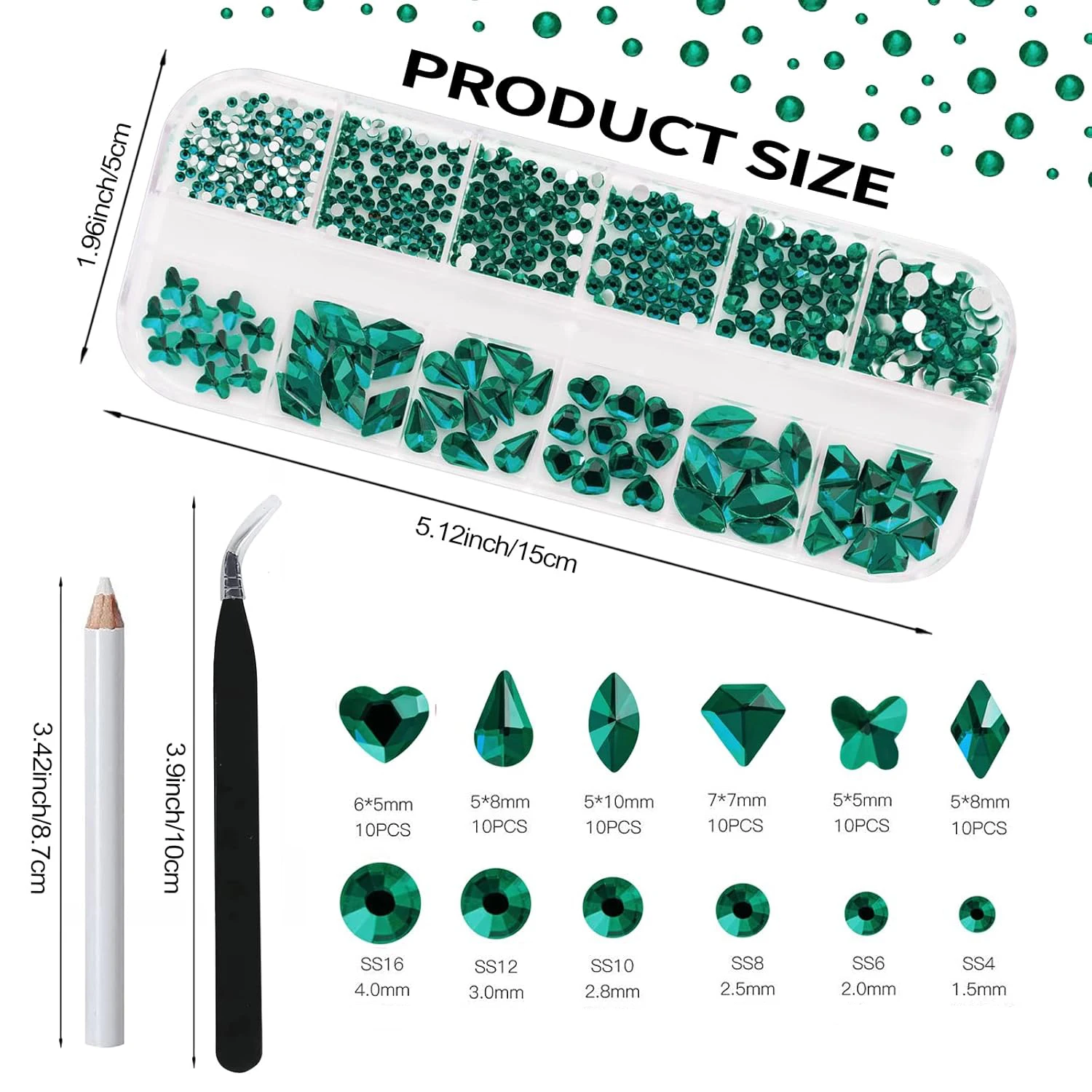 12-Gitter-Smaragd-Nagel-Strass – Nail Art Emerald Green Bewertung und Preis