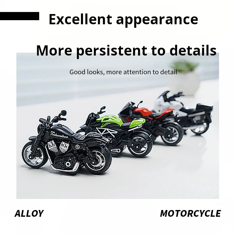 1:16 Scale Motorcycle Street Sport Bike ADV Motorcycle Simulation Die-Cast Model Collectible Figurine Ornament Toy Car Boys