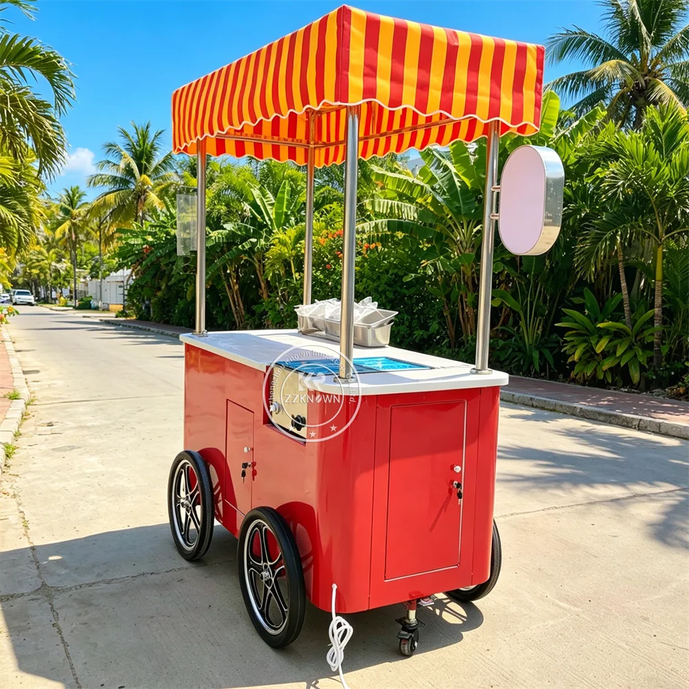 

Modern Event BBQ Burger Food Cart Portable Popcorn Snack Kiosk Bubble Tea Ice Cream Cart with Logo Printing