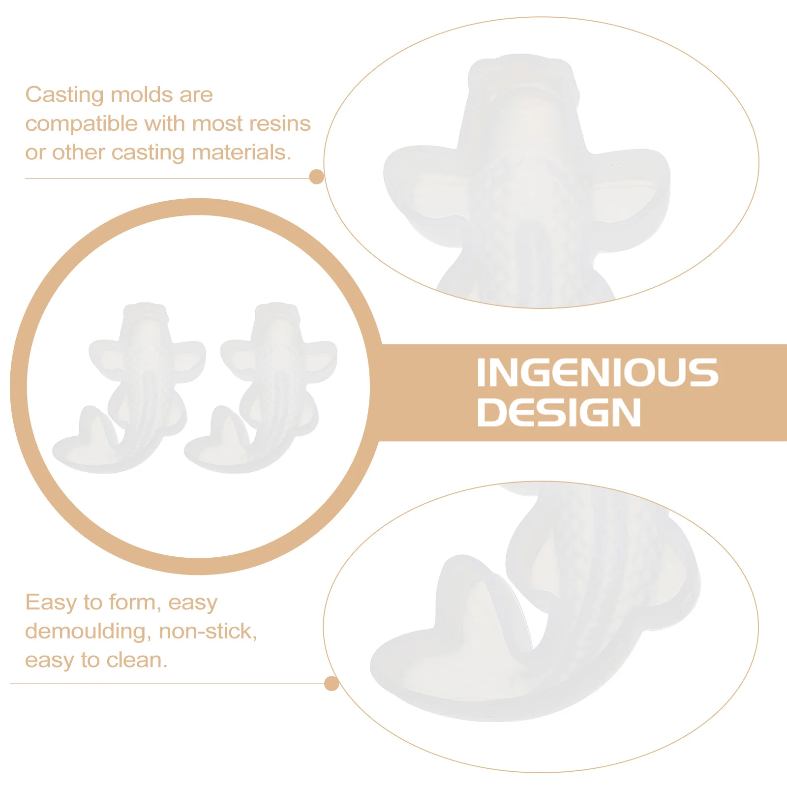 

2Pcs Koi Carp Silicone Mold Premium Craft Resin DIY Supplies Easy Demoulding Crystal Craft Mold for Delicate Carp