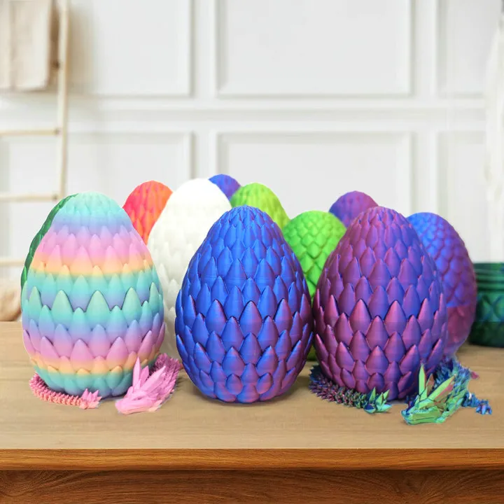 

Print dragon scale egg creative ornament joint movable crystal dragon set landscaping decorative toy