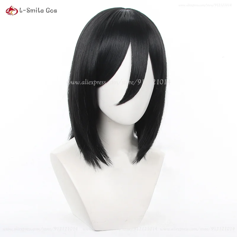 Perruque de Cosplay Mikasa Ackerman pour Femme Noire, Cheveux Synthétiques Courts, Bonnet, Degré de Chaleur