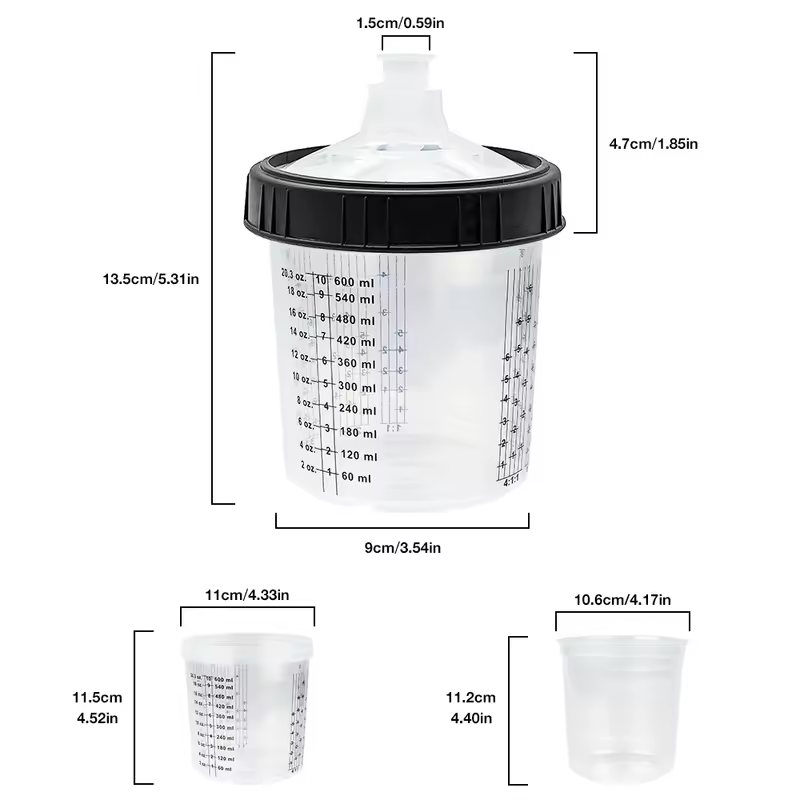 50Pcs/Set Spray Gun Paint Mixing Cup H/O Quick Cup Spray Gun Tank 160ML/300ML/600ML Disposable Paint Cup - Image 3