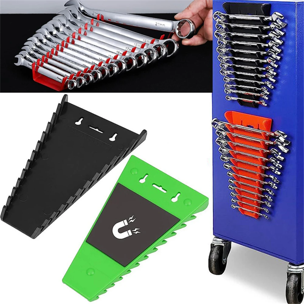 2Pcs Wrench Organizer Magnetic Wrench Storage Rack Plastic Spanner Tools Holders Standard Spanner Wrench Storage Tools Garage