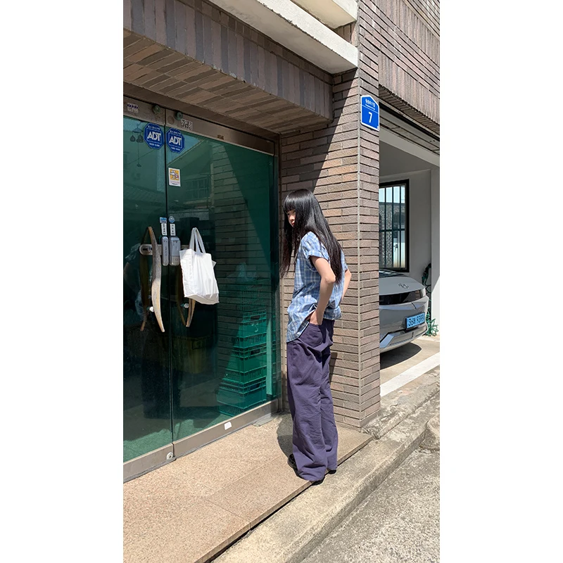 Retro Low Waist Wide Leg Casual Pants Women Loose Fit  Color Versatile Long Trousers Commute Style Korean Version
