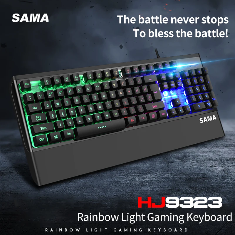 

Sama HJ9323 Gaming Keyboard - Dual-Color Keycaps, RGB Backlit, Anti-Ghosting, Full Size