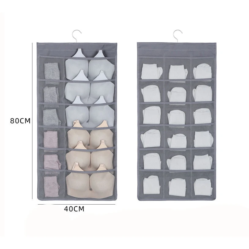 Double Sides Underwear Storage Hanging Bag Dormitory Home Wardrobe Hanging Wall Foldable Bag Underpants Socks Organizer