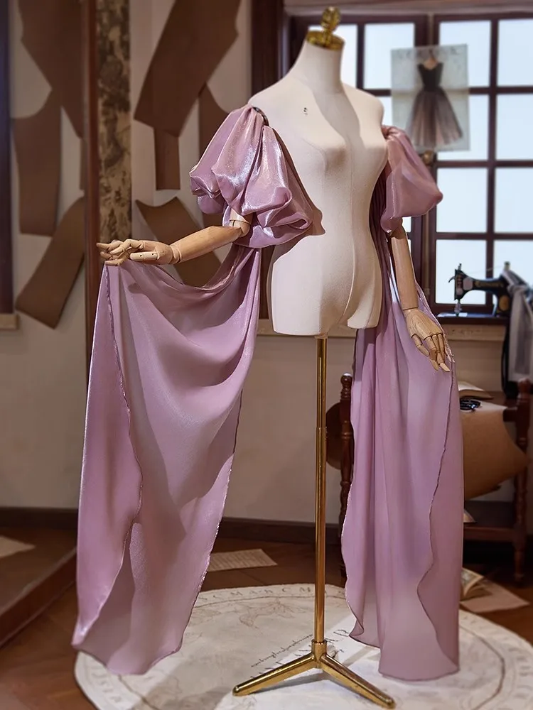 

Women's Fahion Luxury Purple Pashmina Female Perforamce Party Show Shawl Cloak Collar R2409