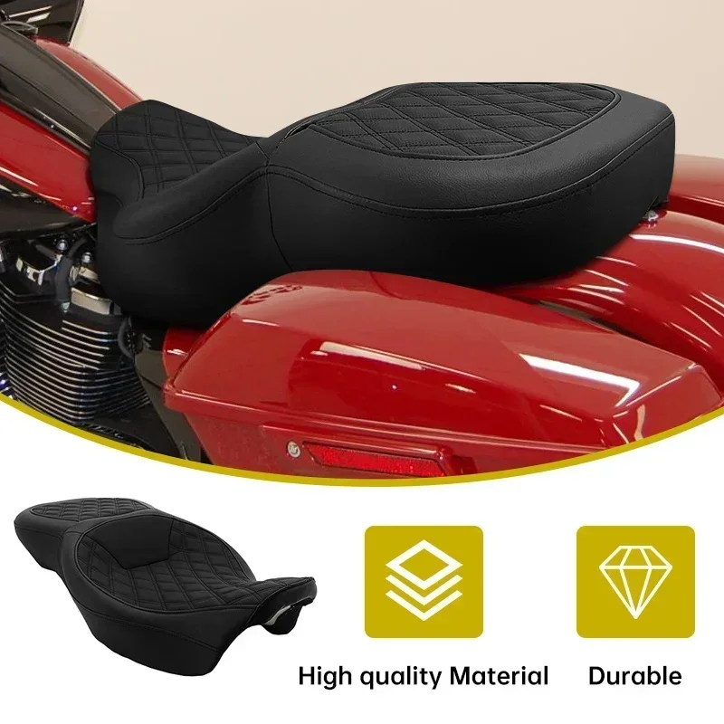 Two-Up Driver Passenger Seat Motorcycle PU Leather Cushion For Harley Touring Road King Glide Special FLTRX FLTRXS 2009-2022