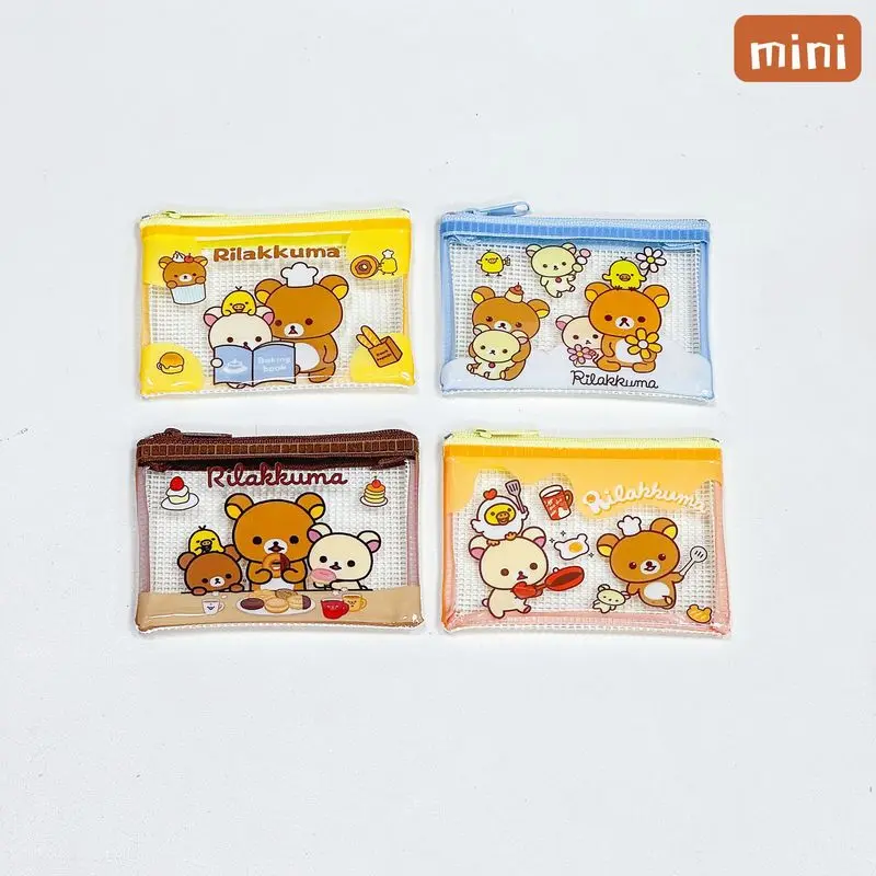 Kawaii Rilakkuma Mesh Zipper Pouch A4 A5 B6 Mini Student Stationery Storage Bag Document Pouch Portable Coin Purse Pencil Case view 5