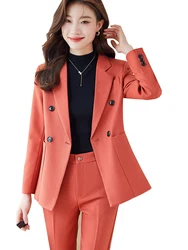 Red Khaki Black Brown Women Pant Suit Ladies Female Formal Business Jacket Blazer And Trouser Work Wear 2 Piece Set