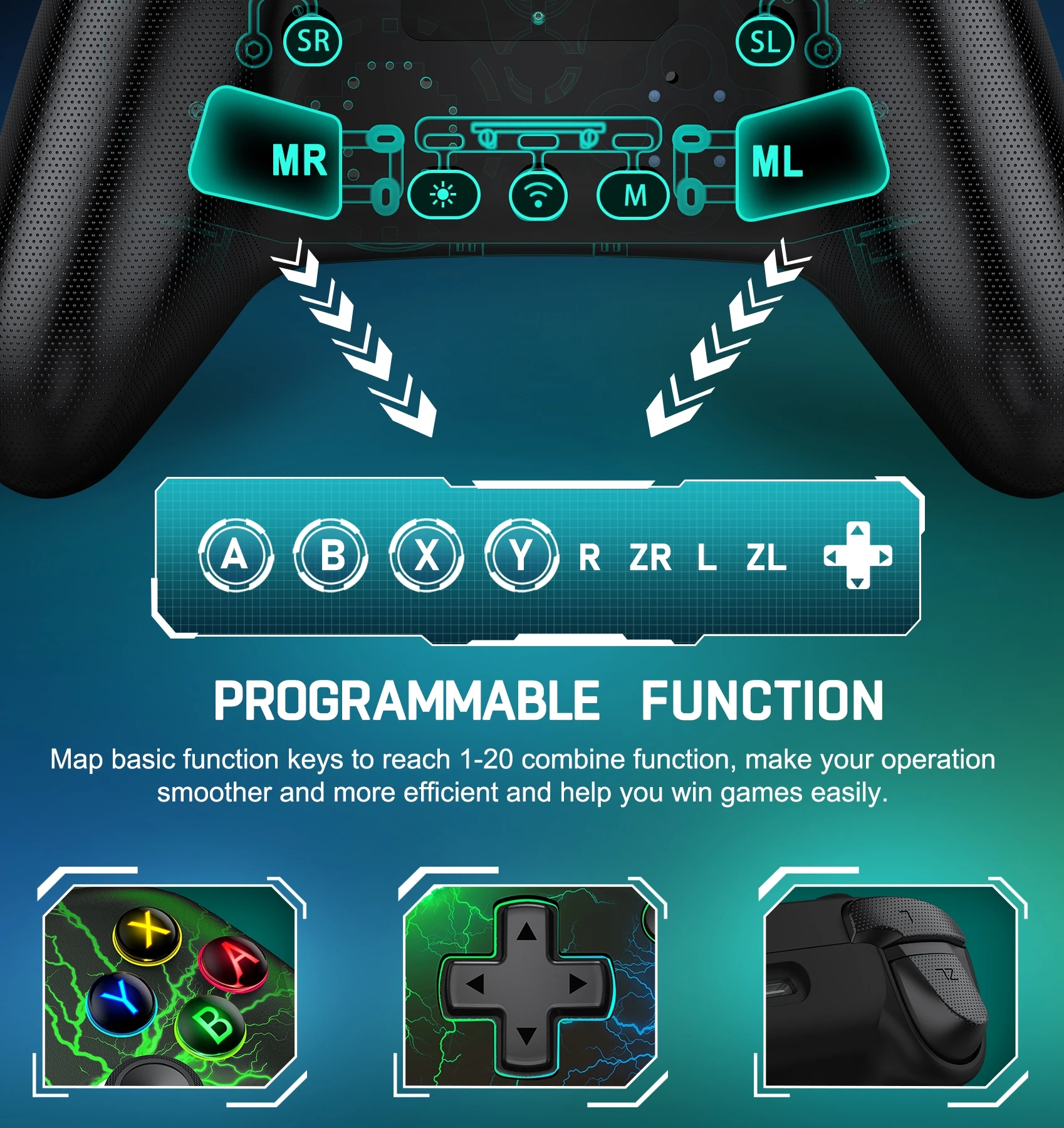 BEBONCOOL RGB FOR PC/Nintendo Switch/Android/iOS Multi-System Compatibility Gamepad Upgrade Programming Mode Switch Controller