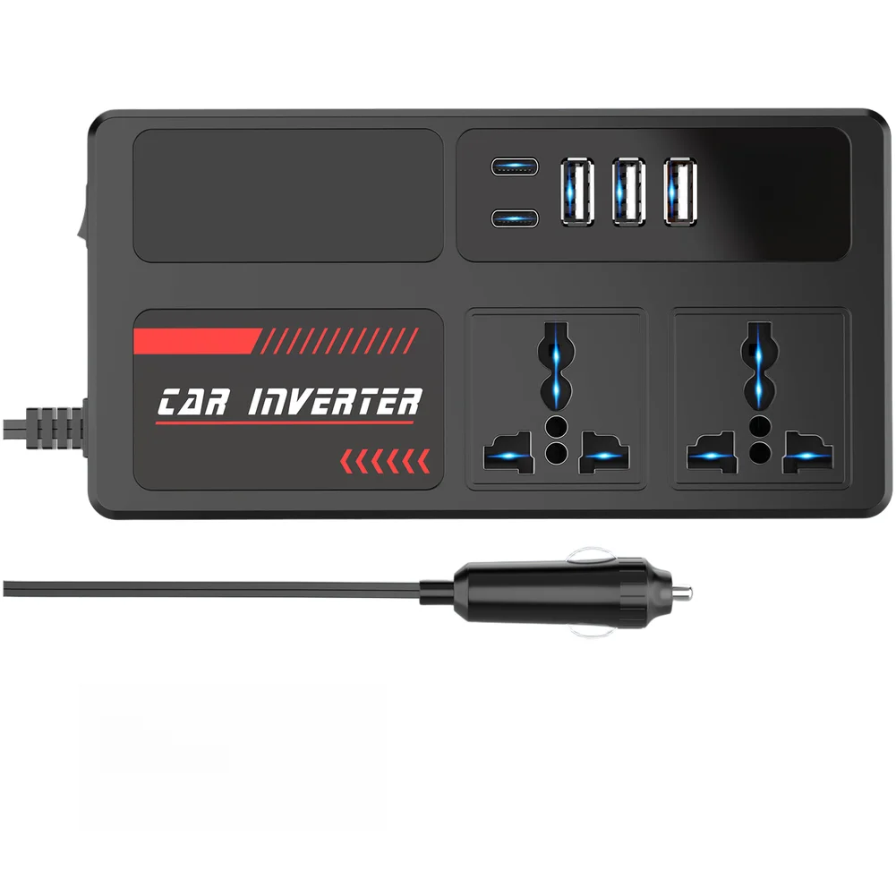 200W Auto Power Inverter 12V 24V DC to 220V AC Converter with Full Color LCD Display and USB Charging for Electronics