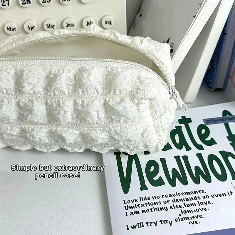 Niedliches Federmäppchen in Form eines Crêpe-Puffs, Schultasche für Schreibwaren, Federmäppchen mit Reißverschluss für Mädchen und Kinder, Kawaii-Stifthalter und Organizer. – Detail 3