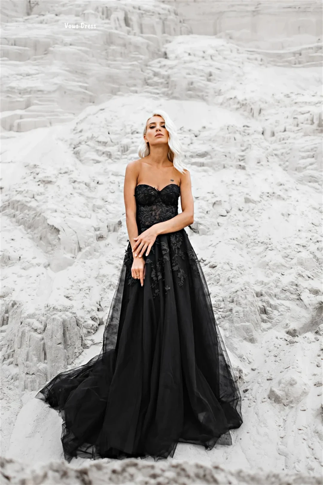 

Vows Black Evening Dresses Woman Elegant Prom Dresses 2025 Custom Made Line A Lace Robe De Cocktail Femme Women Evening Dress