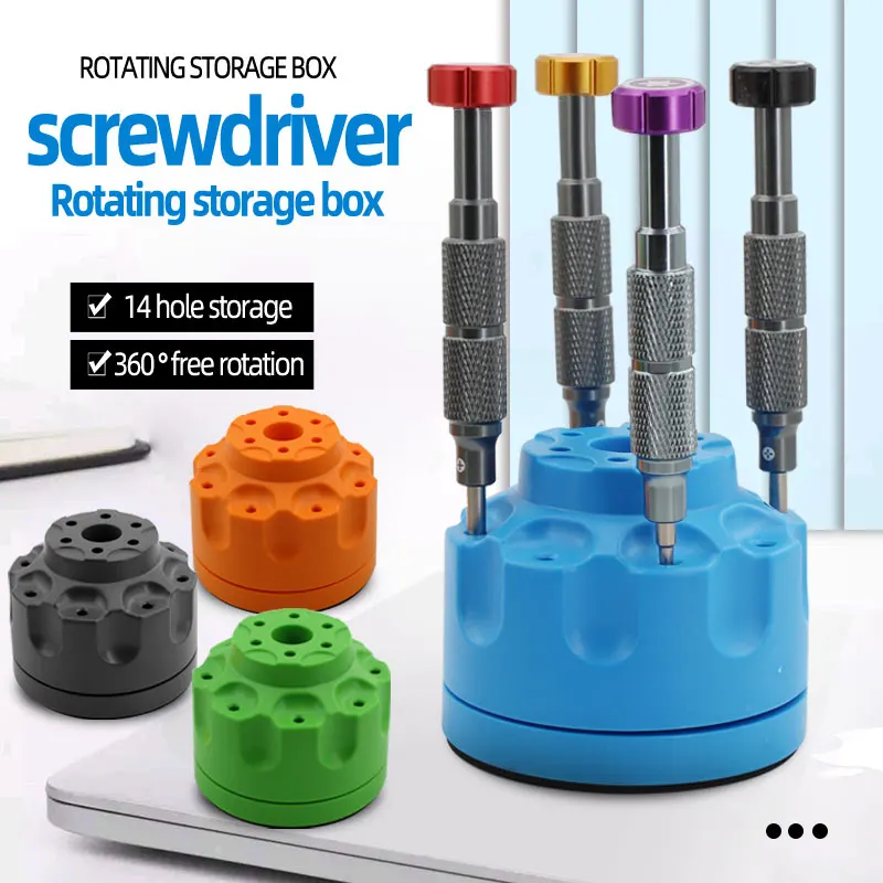 1pc 360 ° Rotating Maintenance Tool Storage Rack, with Multi Hole Slot Screwdriver Classification Storage Box and Magnet