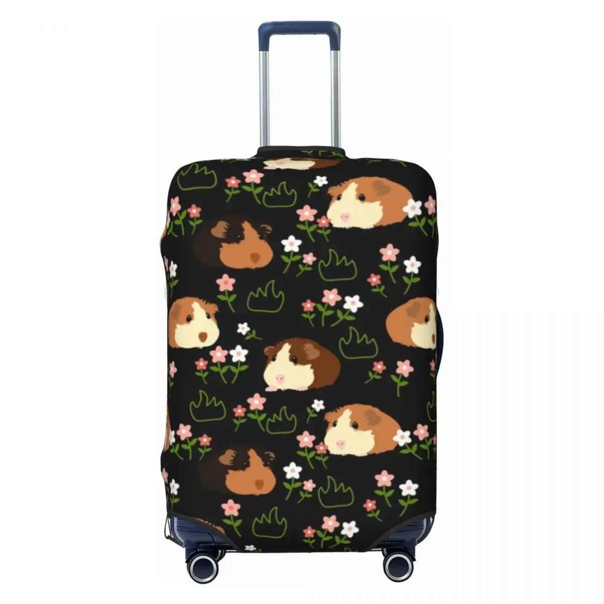 Custom Guinea Pig And Flowers Luggage Cover Protector Cute Animal Travel Suitcase Covers for 18-32 Inch