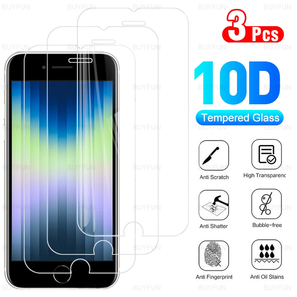 3Pcs Screen Protector Tempered Glass For Apple iPhone SE 2022 2020 SE2022 S E On For iPhoneSE 20 22 Protective Film 4.7