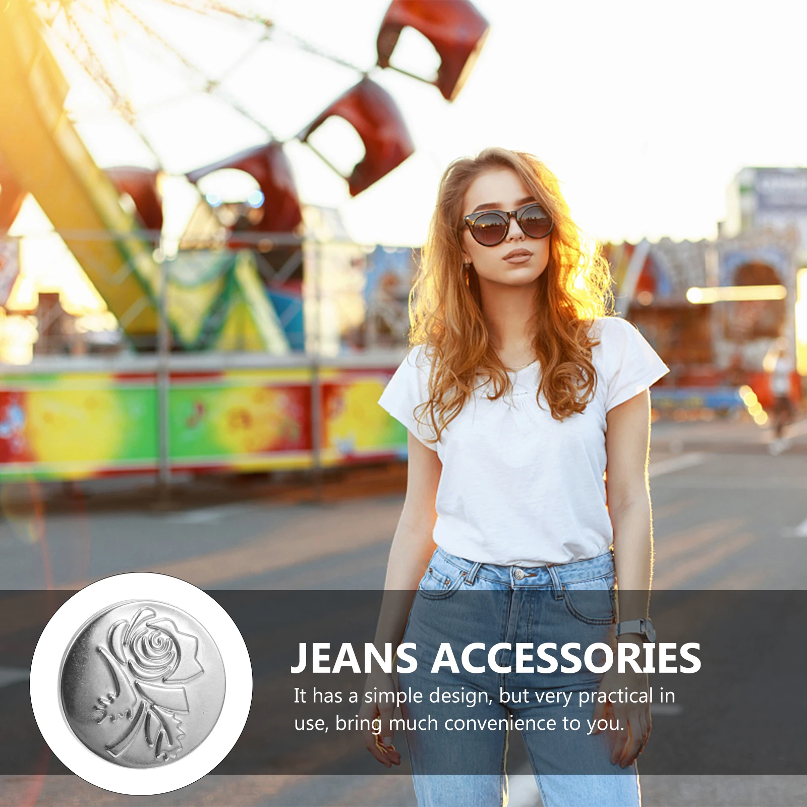 

12Pcs Jeans Replacement Buttons Fashionable Decorative Alloy Pins Easy No-Tool Installation for Pants Waistbands