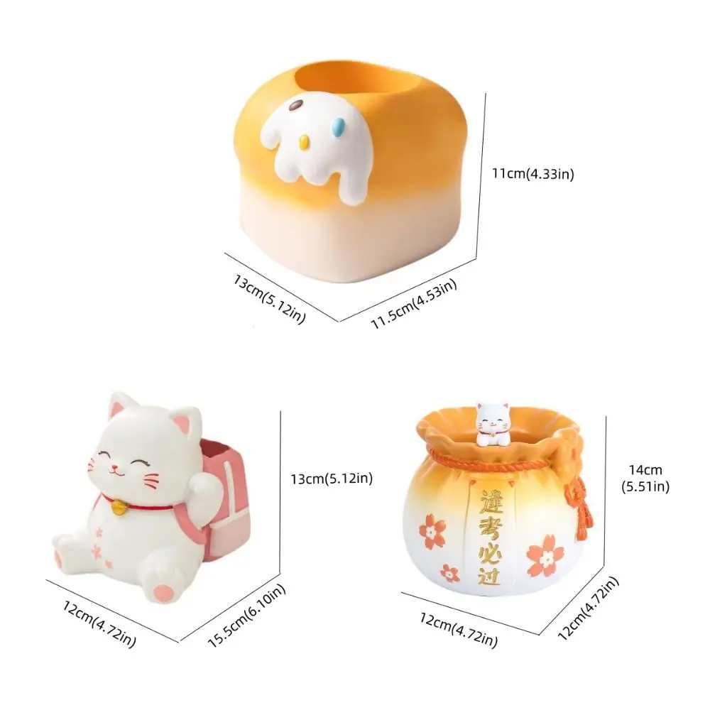 Delicate Maneki Neko Lucky Bag Pen Holder Toast Cute Desktop Storage Box Organizer Cat Pencil Container Office