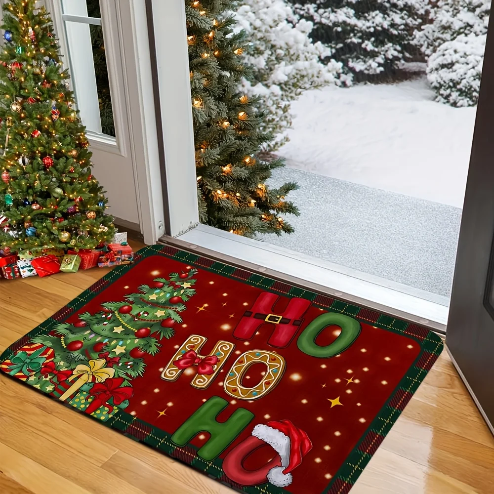 VIKAMA Christmas JOY Doormat Non Slip Washable Welcome Rug for Front Porch Living Room Indoor Outdoor Holiday Winter Decor