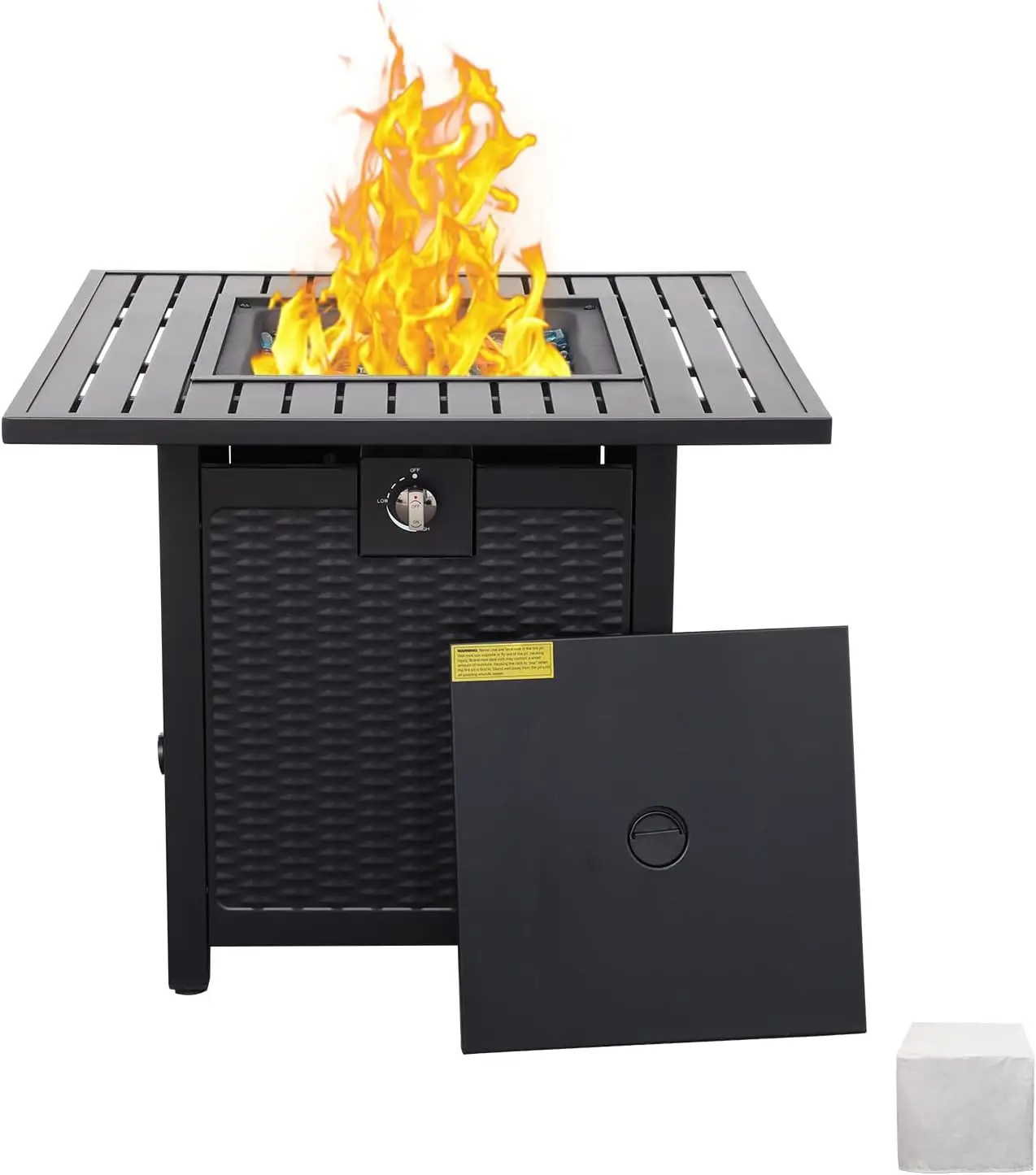 30 Inch Fire Tables 50000 BTU Outdoor Pits for Outside Steel Gas Fire Table with Pit Lid Grille Tabletop