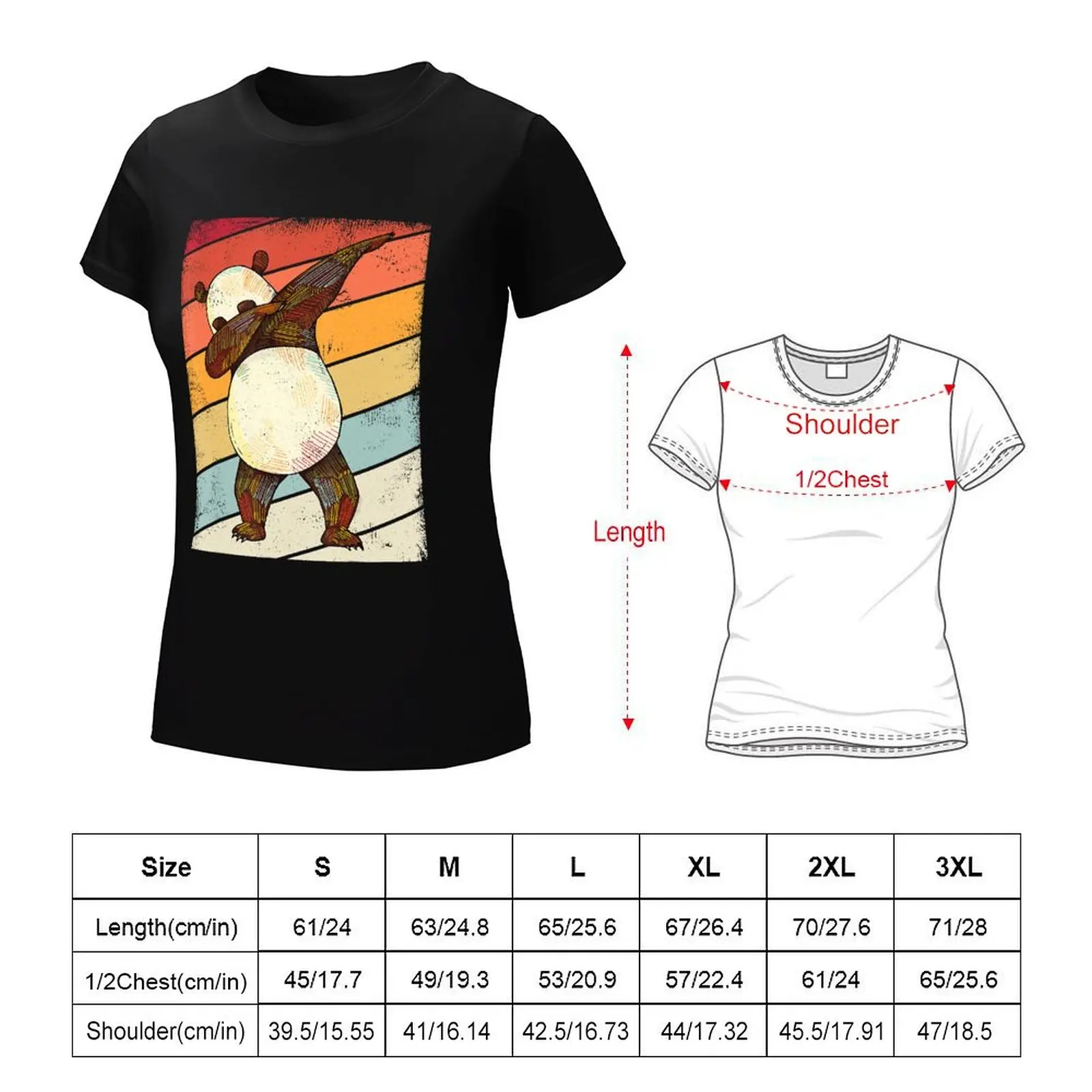 Dabbing Panda Vintage Pandas Dab Dance Retro Graphic Animal Lover T-Shirt lady clothes plus size tops graphic t-shirts for Women