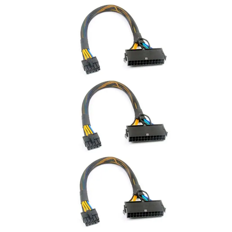 ABRI-3X 24 Pin To 10 Pin ATX PSU Main Power Adapter Braided Sleeved Cable For IBM For Lenovo PC And Servers 12-Inch(30Cm)