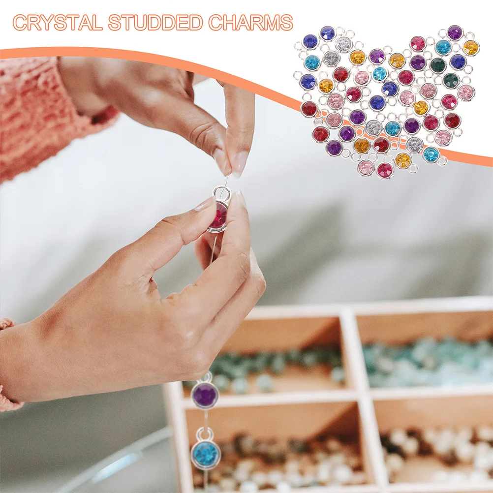 

60 Pcs Number Crystal Pendant Ornaments Jewelry Charms for Jewellery Making Plated Necklace