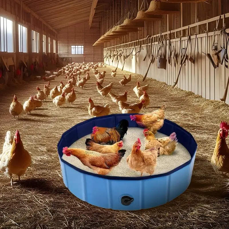 

Dust Bath Tub PVC Foldable Dust Bath Reusable Non-slip Pet Bathtub Coop Accessory Feeder For Ducks Poultry Farm Lawn Yard