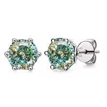 Luxury Diamond Stud Earrings 1CT VVS Moissanite Fine S925 - 100 Cut Green