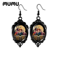 2024 New Hocus Pocus Art Dangle Earring Black Lace Oval Earrings Handmade Glass Dome Jewelry Gifts