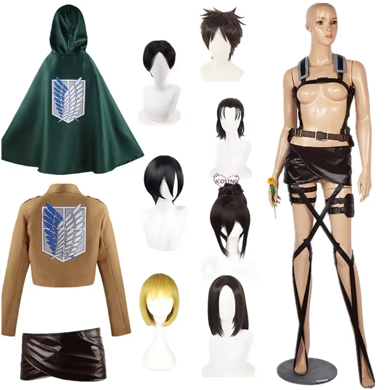 Anime Attack on Titan Shingeki No Kyojin Mikasa Levi Ackerman Eren Jager Armin Arlert Hange Zoe Cosplay Costume Wig FinalSeason4