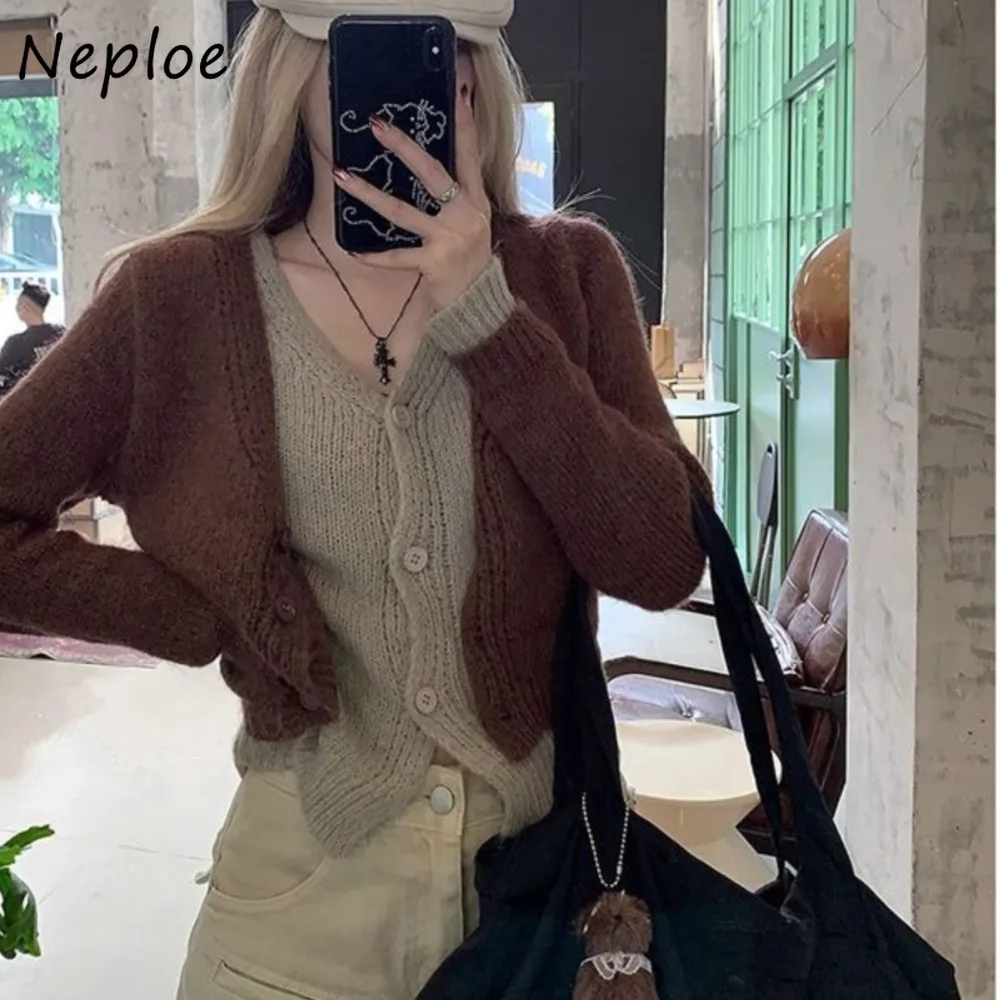 

Neploe Advanced, винтажная новая женская одежда во французском стиле, искусственный вязаный офисный женский топ из двух предметов, тонкий джемпер с панелями в консервативном стиле