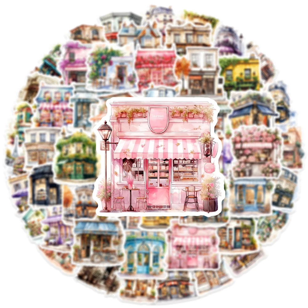 10/30/50pcs Vintage Cartoon Winkel Winkel Stickers Esthetische Aquarel Graffiti Decals DIY Notebook Koffer Telefoon Sticker verpakking