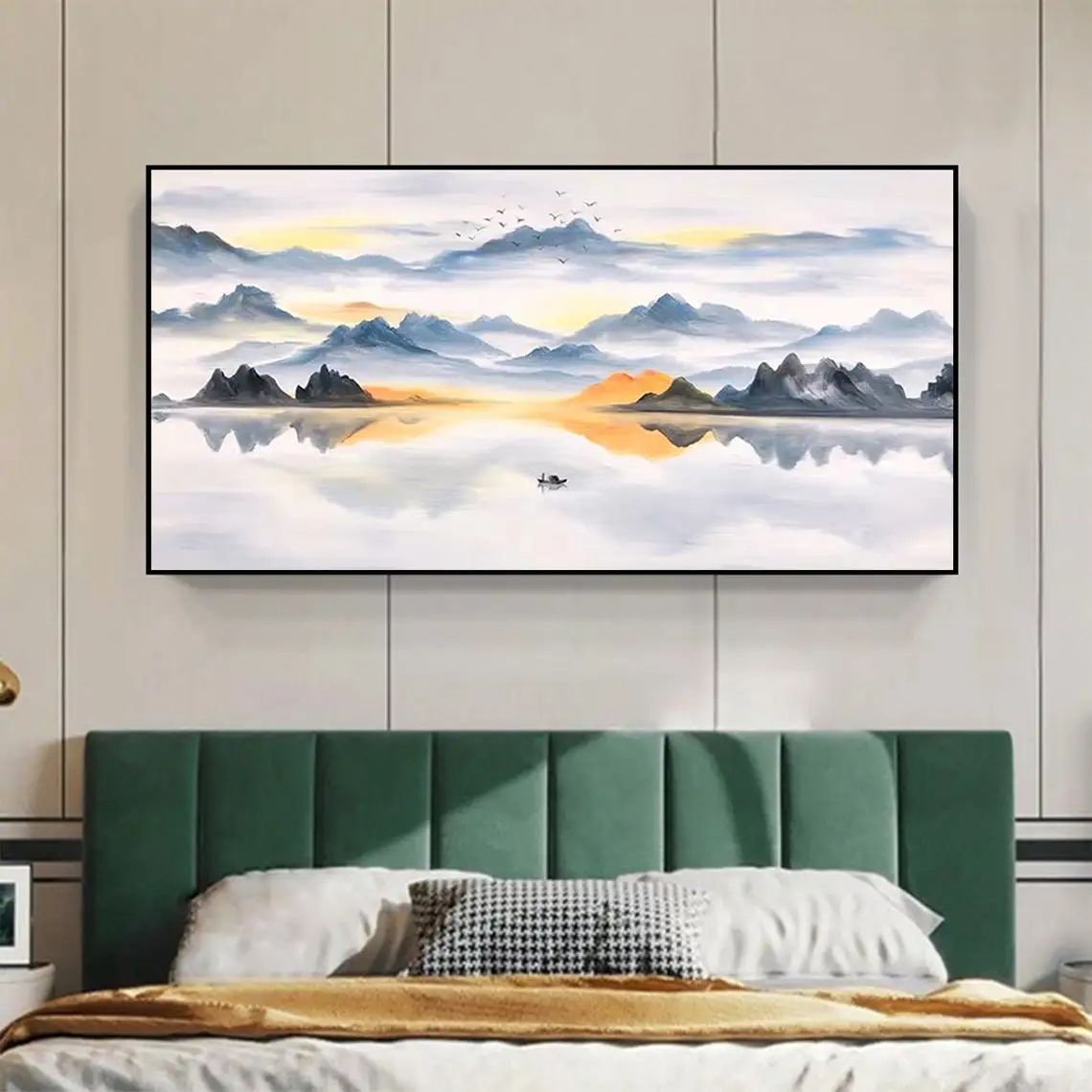 Abstract Mountain Lake Oil Painting Hand Painted On Canvas Nature Landscape Painting Modern Art Work Home Decor Large Wall Art