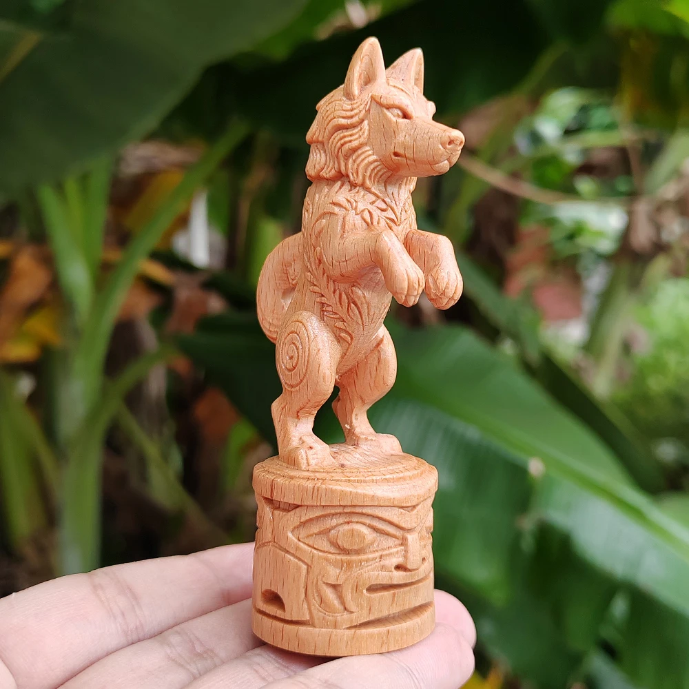Wooden Wolf Totem Column Statue Ornament, Animal-Themed, Suitable for Holiday Decorations, Housewarming Gifts, Christmas Decorations, Bedroom, Study Room, Back-To-School Season Gifts, Valentine's Day Gifts