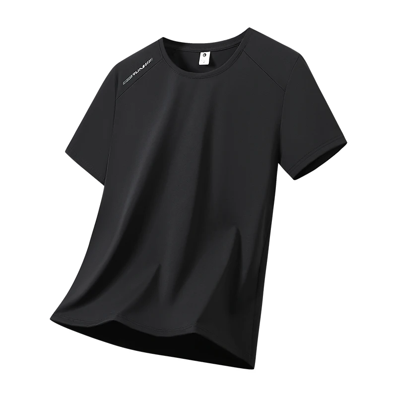 

Летняя легкая дышащая повседневная модная футболка для бега на открытом воздухе и фитнеса, быстросохнущая, впитывающая пот, из ледяного шелка