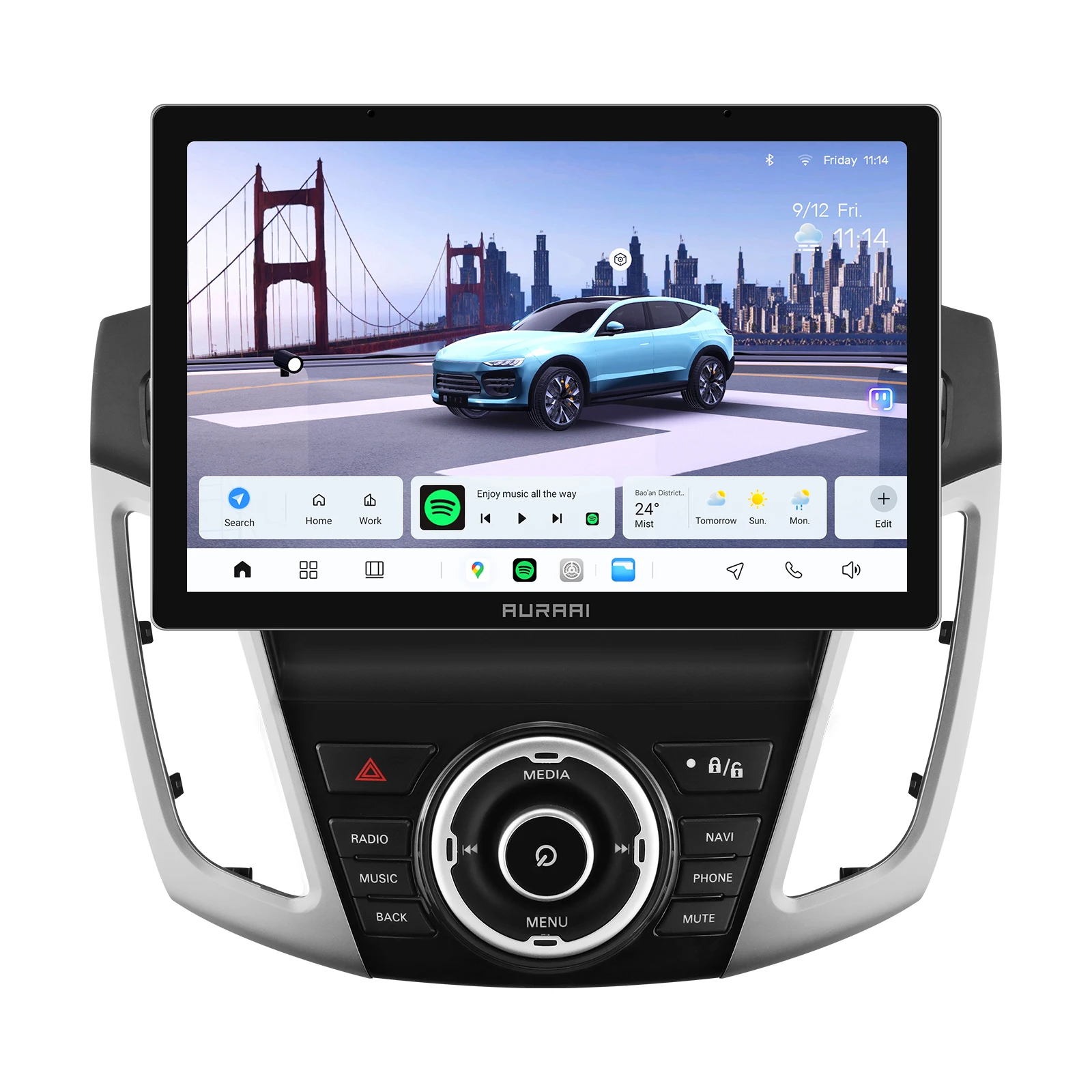 AURAAI Car Stereo For Ford Focus 3 MK3 2012-2018 2Din Auto Audio Navi GPS 2K Screen 3D Model Carplay Player GPS WiFi Multimedia