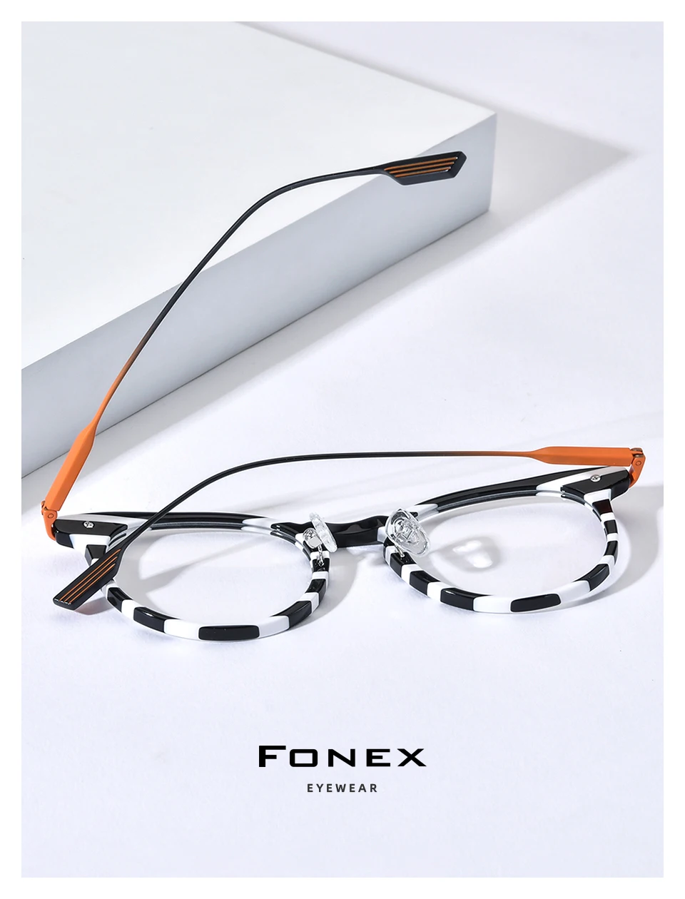 FONEX Acetat Titan Brille Rahmen Frauen Neue Marke Design Vintage Retro Runde Brillen Männer Japanische Brillen Brillen 85891 – Detail 2